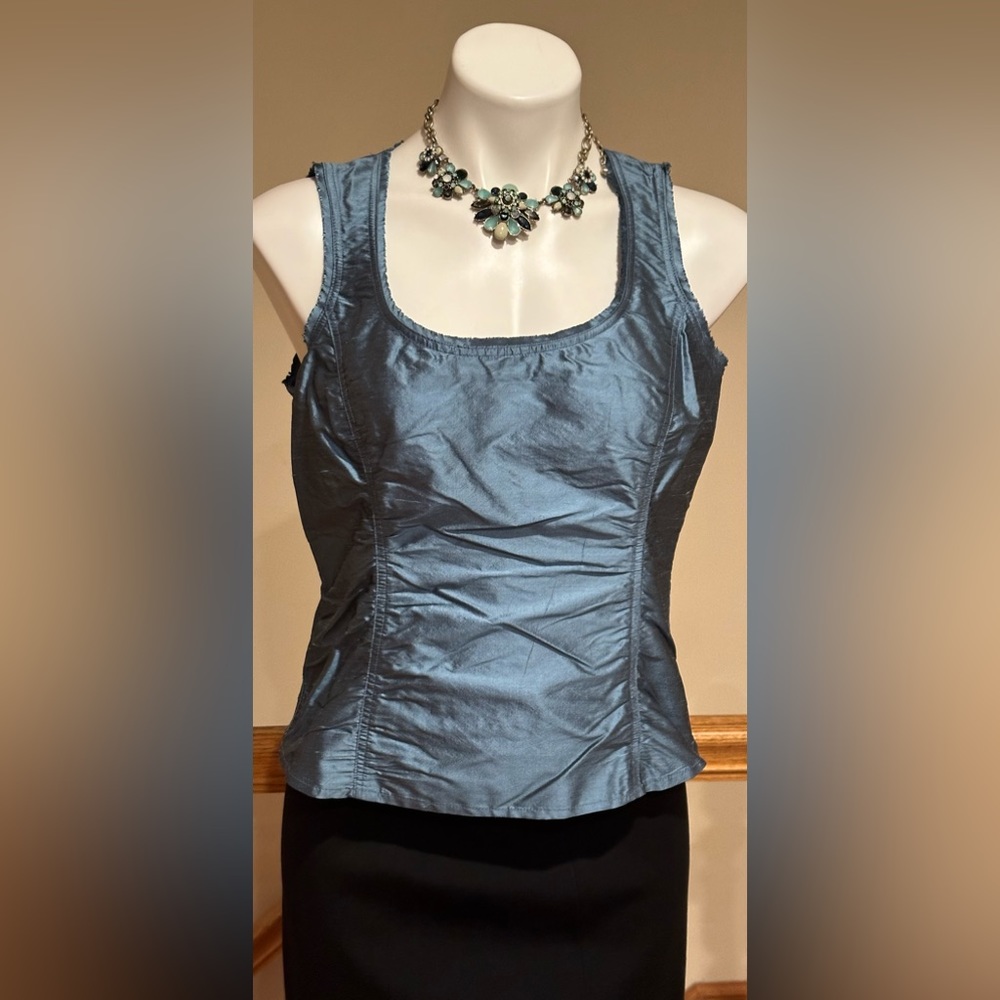 Areli Collection Herms Metallic NWT Satin Cornflower Blue Zipper On Side…